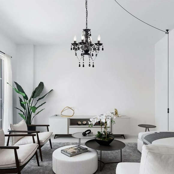 4 Light Crystal Chandeliers for Dining Room, Black. - Picture 3 of 6